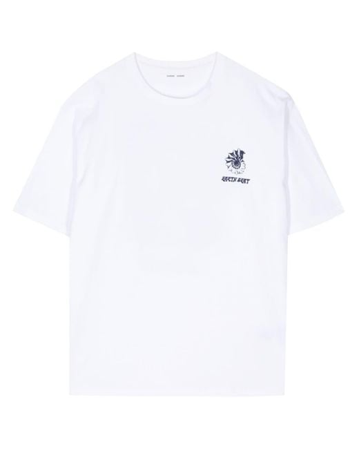 メンズ Samsøe & Samsøe Wind Down オーガニックコットン Tシャツ White