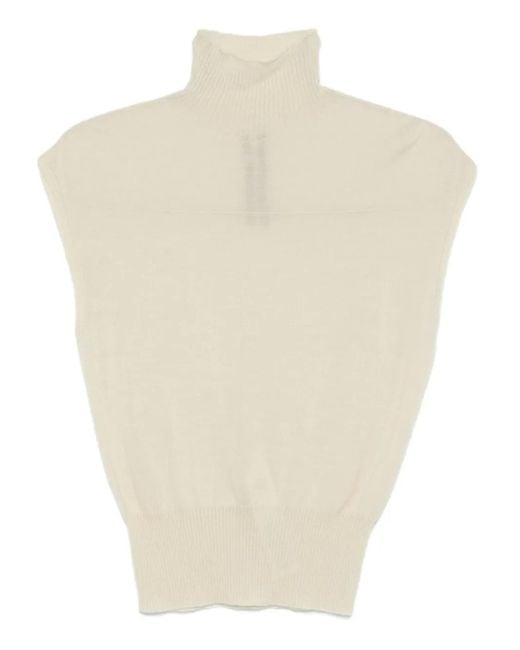Rick Owens White High-Neck Sleeveless Top