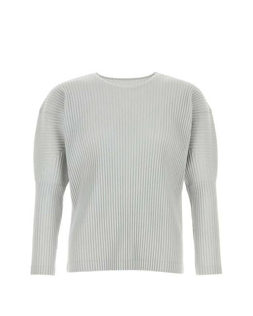 Homme Plissé Issey Miyake Gray Pleated Long-Sleeve T-Shirt for men