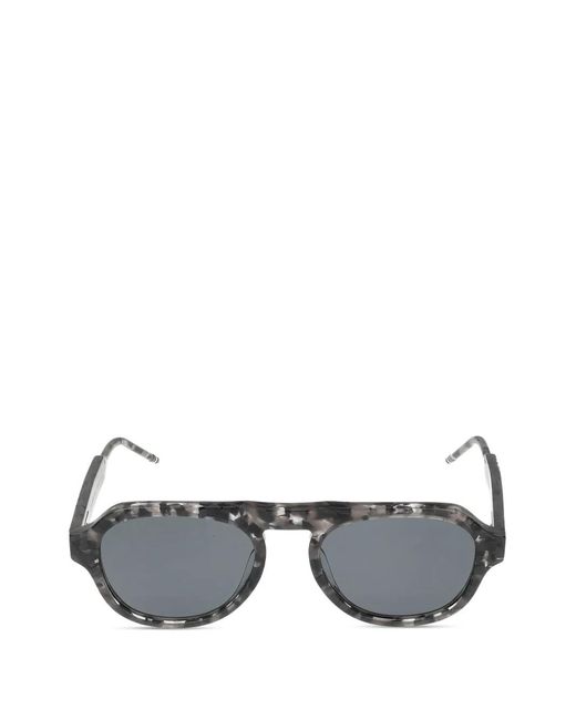 Thom Browne Gray Tortoiseshell-Effect Rectangle-Frame Sunglasses