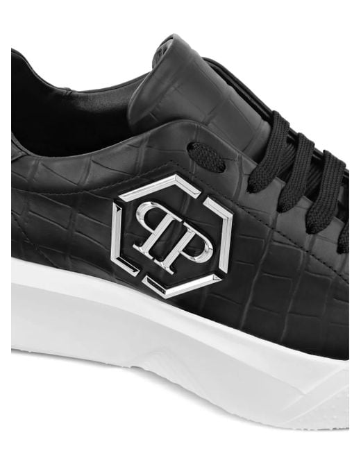 Philipp Plein Black Crocco Godzilla Sneakers