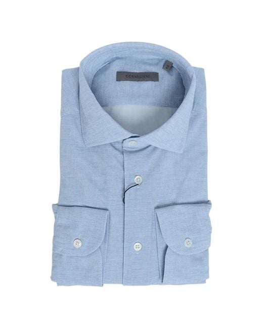 Corneliani Blue French-Collar Washed-Effect Shirt for men