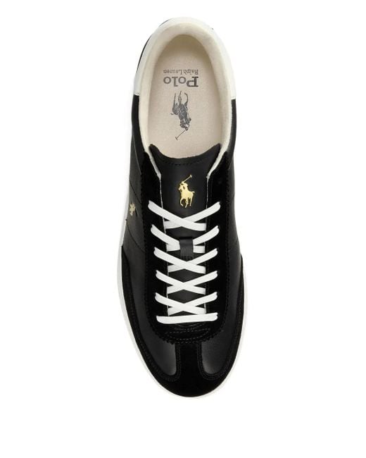 Polo Ralph Lauren Black Bedford Leather Suede Sneakers for men