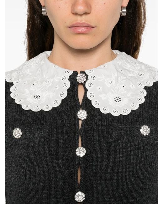 Self-Portrait Button-Down Vest in het Black