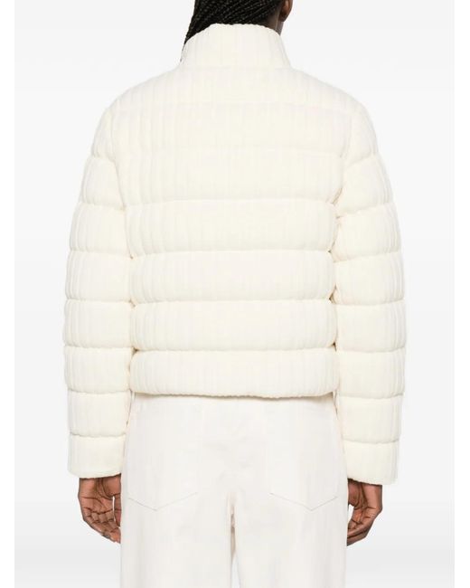 Moncler White Knitted Zip-Up Puffer Jacket