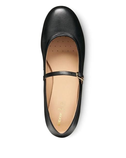 Geox Black Palmaria Buckle-Strap Ballerina Shoes