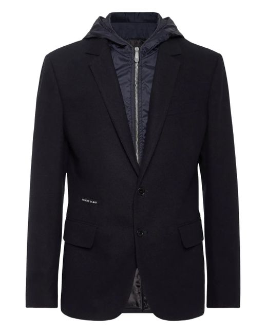 Philipp Plein Blue Hooded Blazer for men
