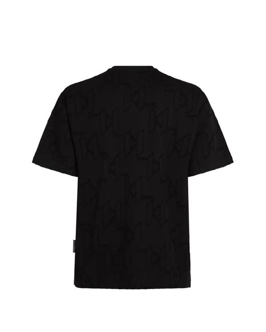 Karl Lagerfeld Black All-Over Monogram T-Shirt for men
