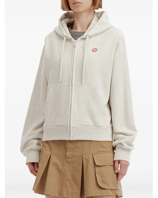 Chocoolate White Logo-Patch Zip-Up Hoodie