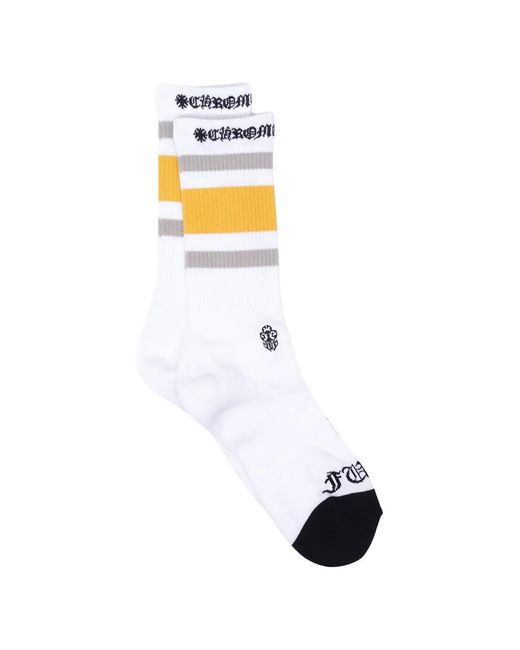 Chrome Hearts White Chaussettes Rayées À Logo Imprimé for men