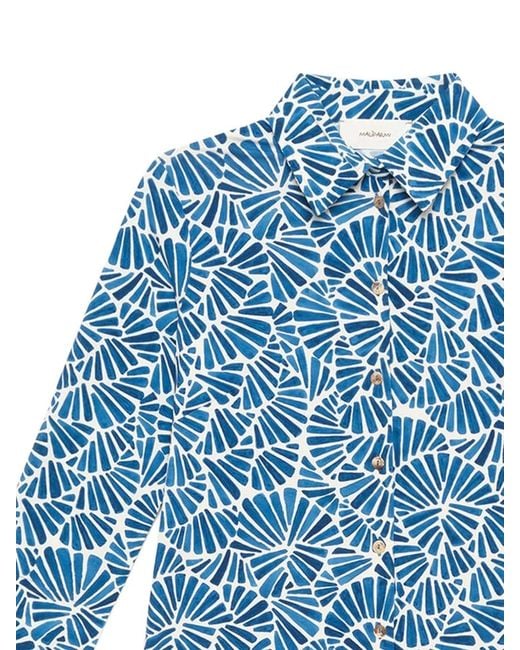 Maliparmi Blue Shell-Print Shirt