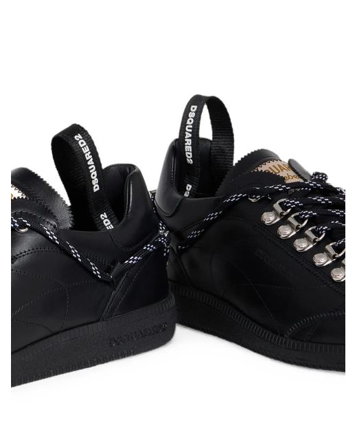 DSquared² Black Rebels Leather Sneakers for men