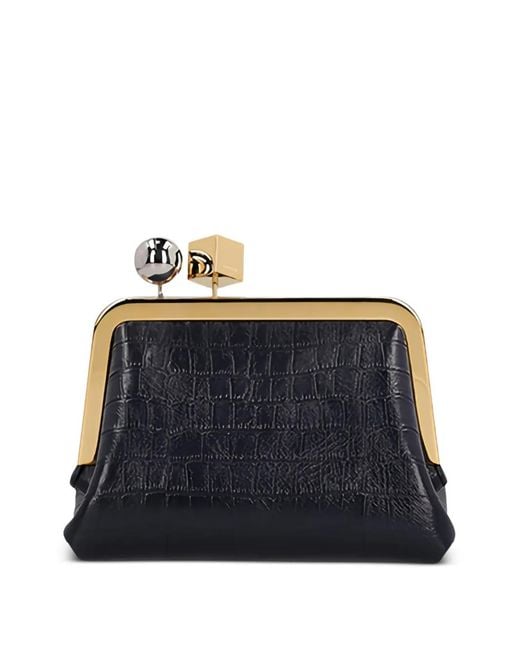 Jacquemus Blue Sac Porté Épaule The Berlingot À Effet Peau De Crocodile