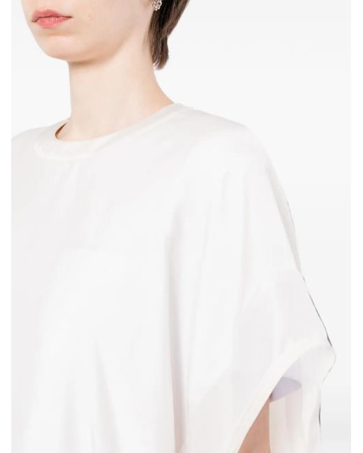 Sacai White Layered-Design Crew-Neck Top