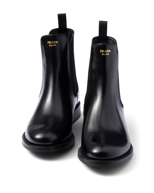 Prada Black Logo-Print Boots