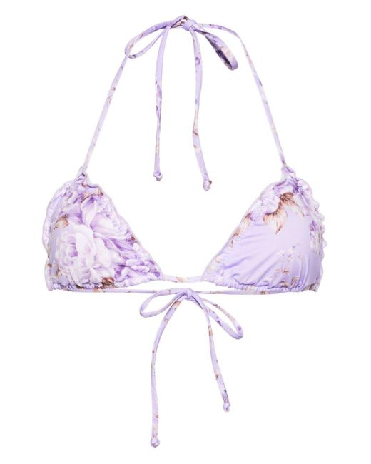 Mc2 Saint Barth Pink Sagittarius Floral-print Bikini Top