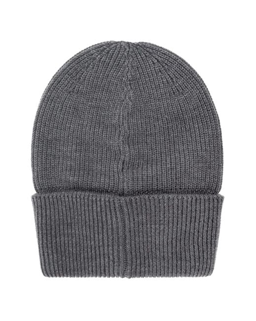 Dolce & Gabbana Gray Ribbed Logo-Patch Beanie Hat for men
