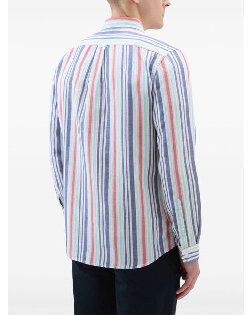 Woolrich White Striped Linen Shirt for men