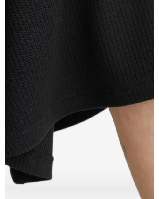 Bruuns Bazaar Black Ribbed Flared-Sleeve Midi Dress