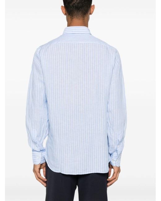 Paul & Shark Blue Striped Linen Shirt for men
