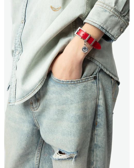 Zadig & Voltaire Red Sunny Leather Bracelet