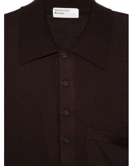 Universal Works Black Polo-Neck Patch-Pocket Sweater for men