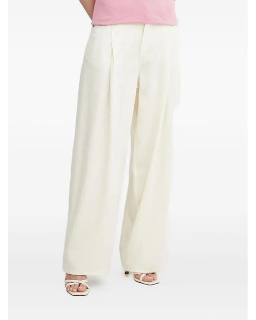 Boss White Pleated Wide-Leg Jeans