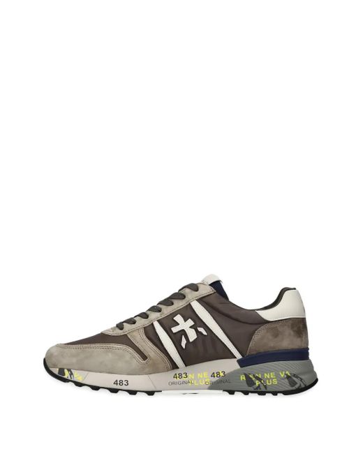 Premiata Brown Lander Cross-Detail Suede Sneakers for men