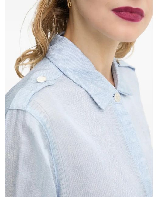 Bruuns Bazaar Blue Denim-Print Collared Shirt