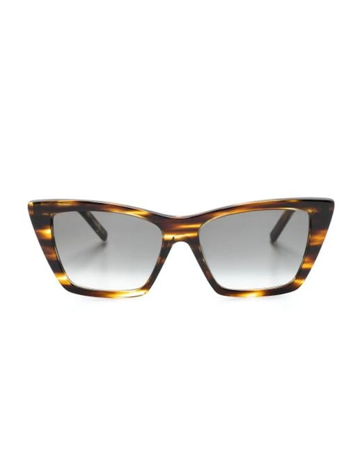 Saint Laurent Brown Logo-Engraved Cat-Eye Sunglasses