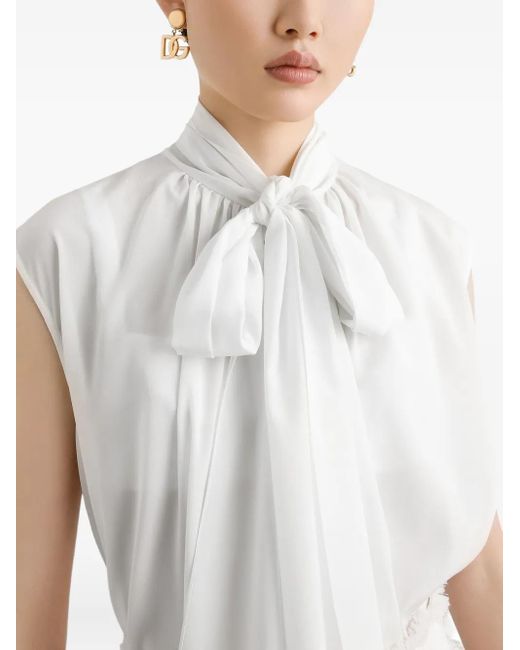 Dolce & Gabbana White Bluse Aus Seide
