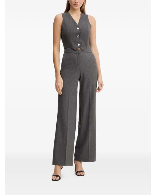 Morgan Gray Pinstripe Buttoned Jumpsuit