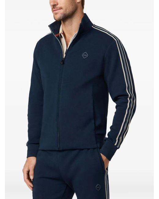 Hackett Blue Tape-Detail Zip-Up Sweatshirt for men