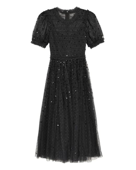 Needle & Thread Black Giselle Midi Dress