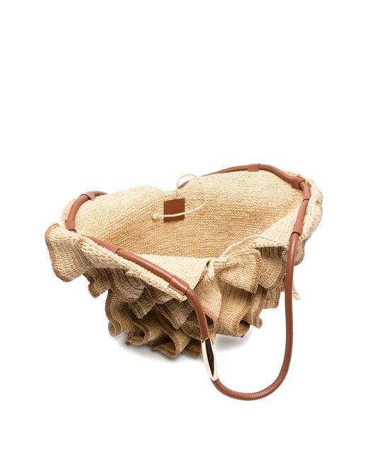 Zimmermann Natural Medium Goldentime Ruffled-Detail Tote Bag