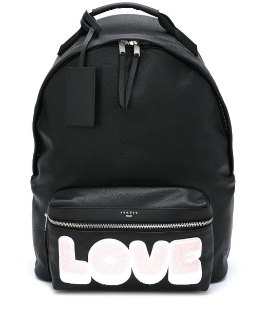 Sandro Black Love Print Backpack for men