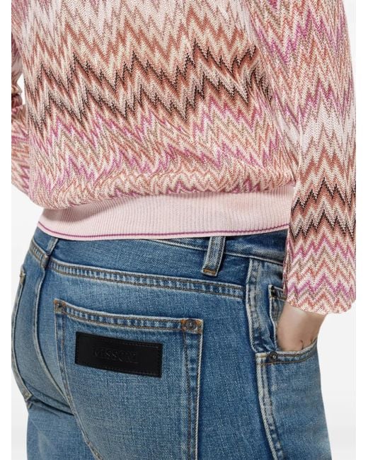 Missoni Pink Long-Sleeve Viscose Sweater With Snake Motif