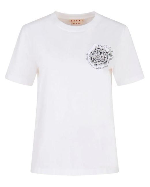 Marni White Patch-Detail T-Shirt