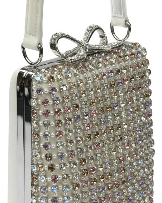 Self-Portrait White Crystal-Embellished Mini Bag