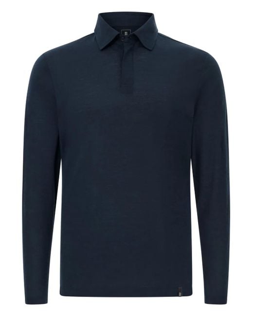 Polo A Maniche Lunghe di Boggi in Blue da Uomo