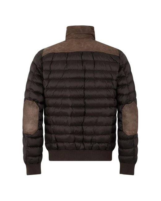Moorer Brown Raised-Collar Padded Jacket for men