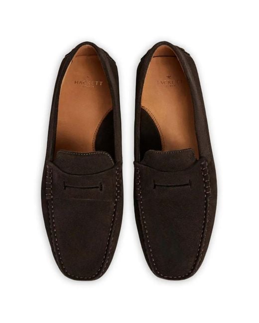 Hackett White Mocassins Driver En Daim for men