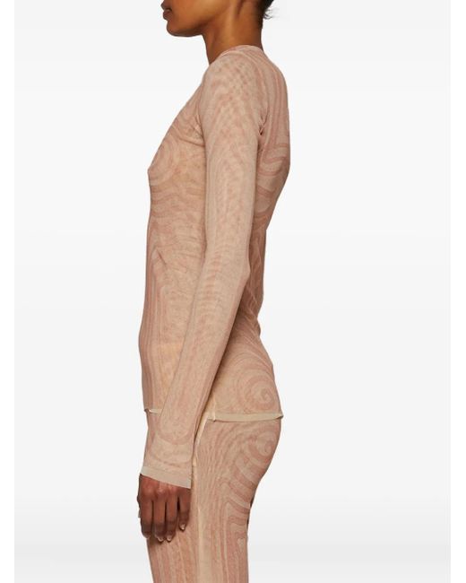 Jean Paul Gaultier Natural Spiral-Print Top