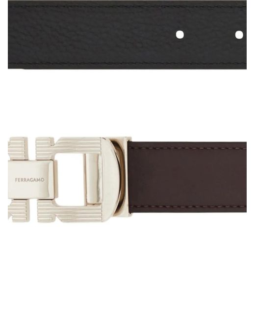 Ferragamo White Reversible Gancini Belt for men