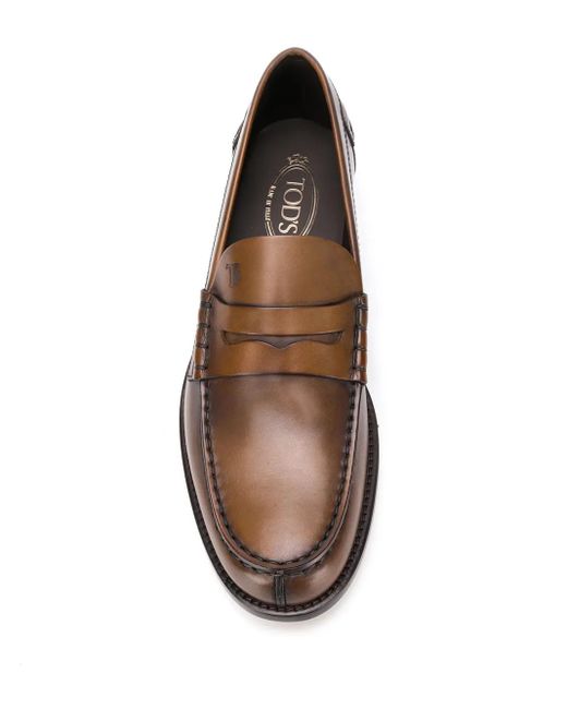 Tod's Brown Leather Loafers for men