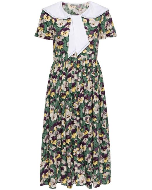 BATSHEVA Green X Laura Ashley Tye Floral-print Midi Dress