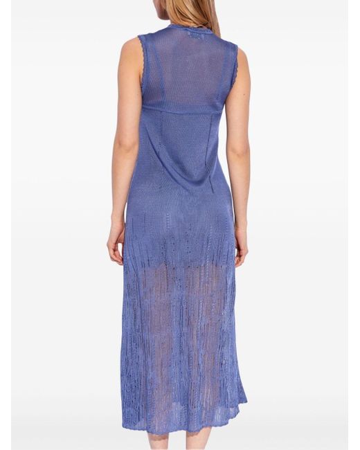 Lanvin Blue Open-knit Midi Dress