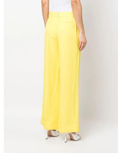 P.A.R.O.S.H. Yellow Pressed-Crease Straight-Leg Trousers