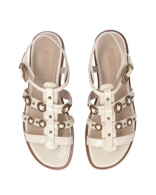 Pinko Natural Buckled Multi-Strap Sandals