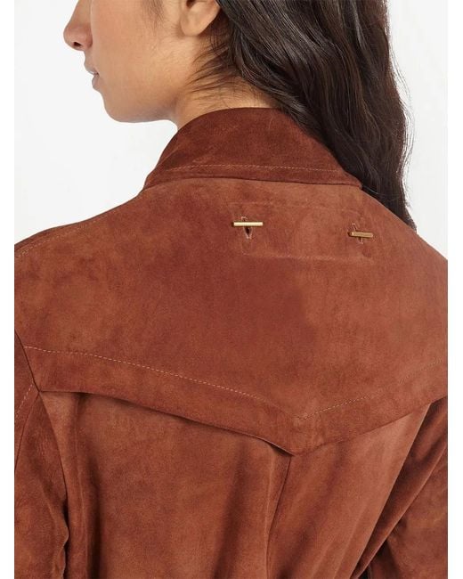 Ferragamo Brown Button-Front Suede Dress